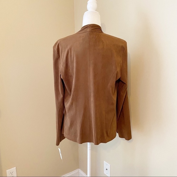 Live A Little Faux Suede Drape Front Brown Jacket NEW - Large - Picture 4 of 11